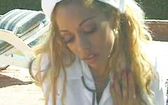 Dark Latina Charlie Angel Gets Plowed Poolside in Her White Nurse Uniform join background