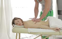 Eighteen-year old Russian brunette gets pounded on the massage table - movie 2 - 2