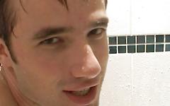 Thin Uncut 19-Year Old Bounces His Horny Ass on White Dildo in the Shower - movie 5 - 6