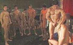 Hairy muscle jock gets plowed in a group orgy gangbang - movie 3 - 3