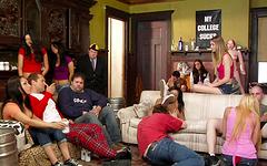 black and blonde coeds get banged in a frat house foursome - movie 3 - 2