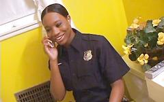 Ebony police officer Raven Sky gets her pussy rammed with 2 cocks. join background