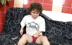 Ver ahora - We catch a midget with her hand in her pants and give her a dick to fuck
