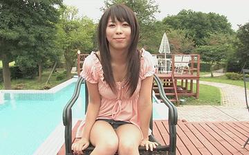 Download Hairy asian chick with glasses fingers herself and give a blowjob outside