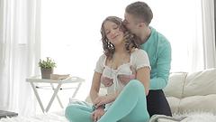18 year old Russian cutie gets her asshole stretched in a threesome