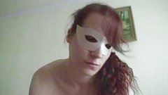 Watch Now - European amateur wears white mask and swallows load