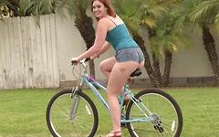 Jodie Taylor goes from riding a bike to riding a big dick in minutes! join background