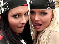 Watch Now - Lesbian action as these two biker chicks eat each other out on a motorcycle