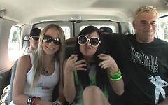 Ashli Orion and Amy Brooke give blowjobs in a minivan join background