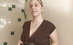 Watch Now - Coed sudsing up her huge tits in the shower