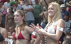 topless college coeds strip at a public event - movie 1 - 6