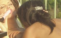 Nude sunbathing leads to hot lesbian play by the pool - movie 2 - 7