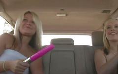 Big breasted blondes make out with dildos in a limo - movie 6 - 7
