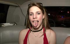 Ver ahora - Sexy college coeds flash their tits in a car and show off their nipples