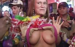 Mardi Gras gets wild women making out and flashing tits and ass - movie 1 - 4