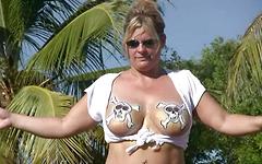 Wet t-shirt contest featuring BBW big breasts and nipple art - movie 6 - 6
