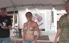 topless women wear nothing but body paint to cover their tits in public - movie 2 - 4