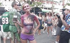 topless women wear nothing but body paint to cover their tits in public - movie 2 - 6