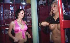hot sluts do a striptease and go topless in public - movie 4 - 5
