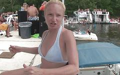 Girl-on-girl make-out session gets the pontoon party going  - movie 1 - 2