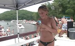 Girl-on-girl make-out session gets the pontoon party going  - movie 1 - 3