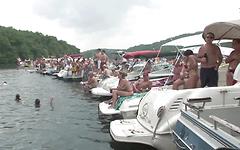 Girl-on-girl make-out session gets the pontoon party going  - movie 1 - 7