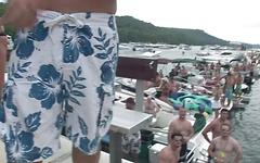 Topless bikini dancing at the pontoon party gets 4 girls hot  - movie 2 - 7