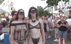 Sexy MILFs show off tits and ass in paint and lingerie at Mardi Gras - movie 1 - 4