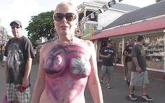 Sexy MILFs show off tits and ass in paint and lingerie at Mardi Gras - movie 1 - 5
