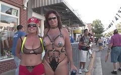 Sexy MILFs show off tits and ass in paint and lingerie at Mardi Gras - movie 1 - 6