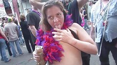 Watch Now - Older women flash tits and ass at early mardi gras gathering