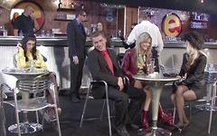 Two hot blonde Eurobabes in public threesome in trendy cafe - movie 1 - 2