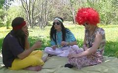 Outdoor threesome hippies fuck huge cock in the park - movie 3 - 2