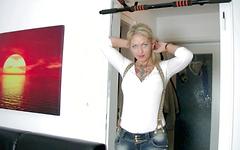 blonde German whore with tattoos rides a throbbing dick on her couch - movie 6 - 2