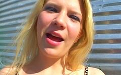 Kijk nu - Nikki sticks out her tongue for some cum after a hardcore screwing