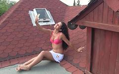 Vivien Bell films herself masturbating while nude suntanning on the roof - movie 7 - 2