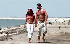 Marcia gets beachside bimbo treatment and sperm to swallow  - movie 4 - 2