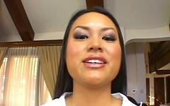 Watch Now - Cute asian ashley gives head and then pumps the cock until he coats her
