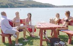 Lakeside picnic becomes strap-on orgy when pornstars play sex games - movie 2 - 2