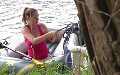 Cute red head masturbates in a raft with her favorite vibrator - movie 7 - 2