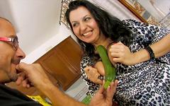 Italian MILF Sonia Rox has all her holes fucked with veggies in the kitchen - movie 3 - 2