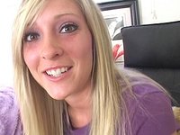 Watch Now - Carmen kinsley looks into the camera as her tongue gets covered in cum