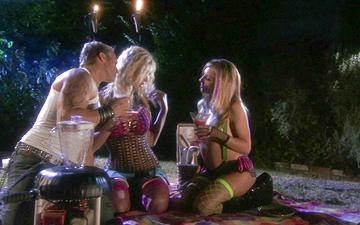 Download Lexi love and brooke banner share a cock during a night time picnic