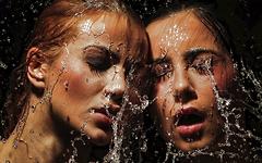 Cherry Kiss and Ana Rose pleasure the artist in a warm bath - movie 2 - 2