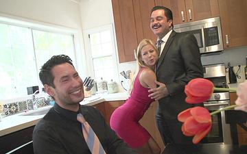 Download Alexis fawx cums on her studs dick while another dude watches