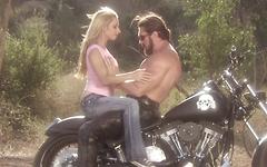 Lindsay Meadows has her pussy hammered on a motorcycle and swallows - movie 1 - 2