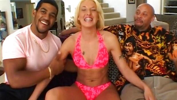 Blonde Fiona Cheeks Takes Two Black Dicks In Interracial Threesome