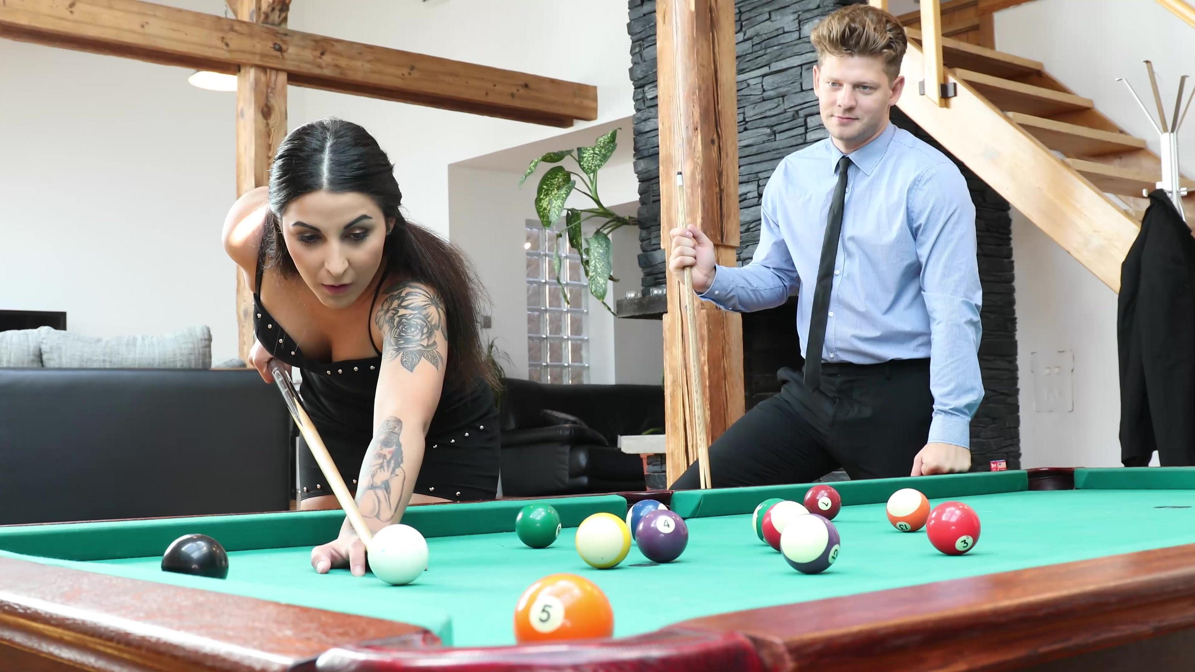 Stacy Sommers Gets Her Pussy And Ass Stuffed On A Pool Table!