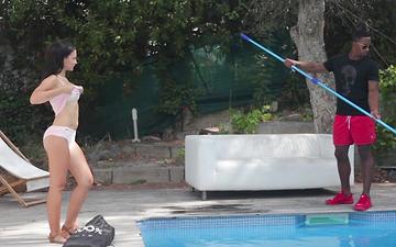 Download Gina ferocious gives up her tight white pussy to the well hung pool guy