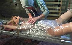 Aika May is plastic wrapped to a ladder while her Dom vibrates her clit - movie 10 - 4
